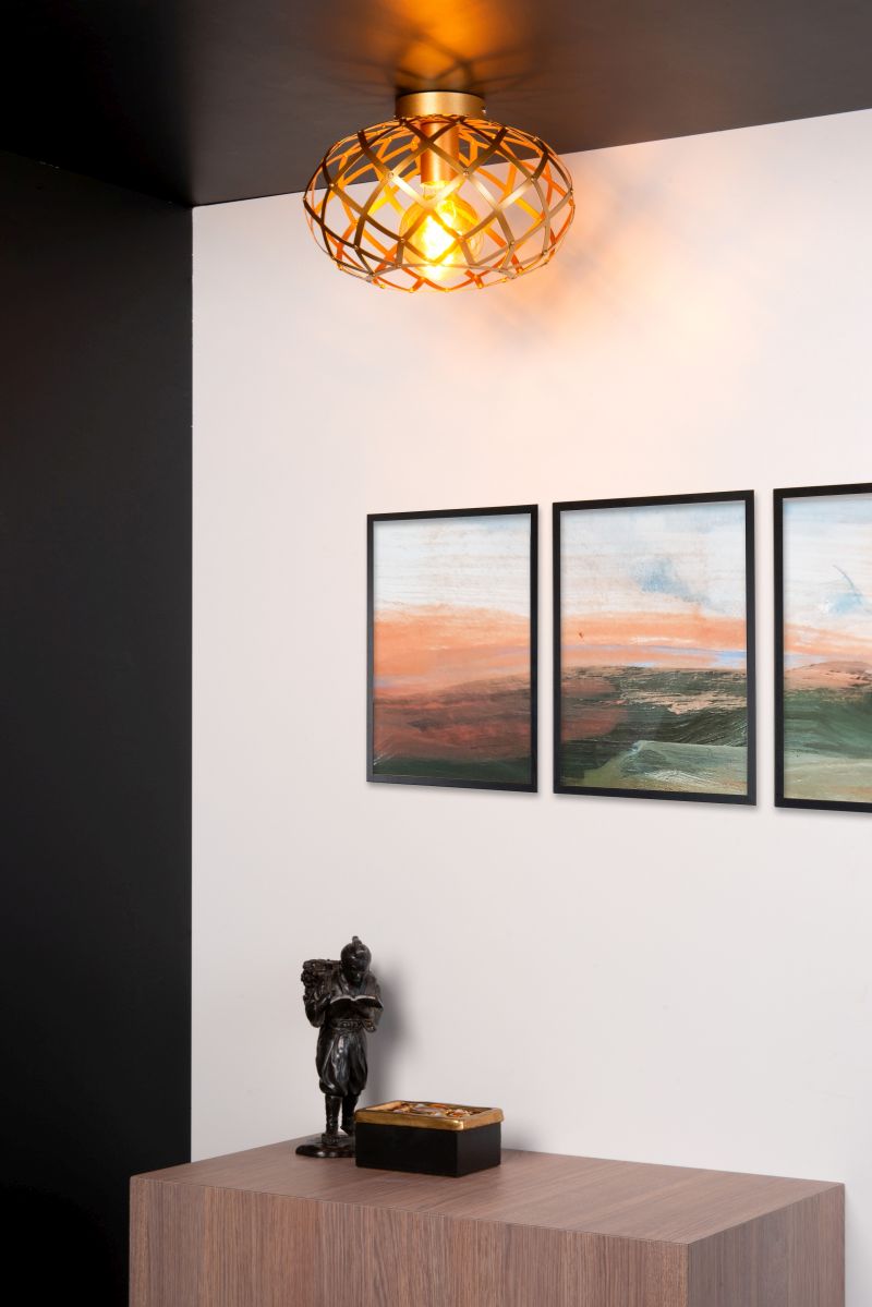 Lucide WOLFRAM - zapustené stropné svietidlo - Ø 30 cm - 1xE27 - matné zlato / mosadz